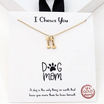 Gold Bone Shape Dog Mom Necklace