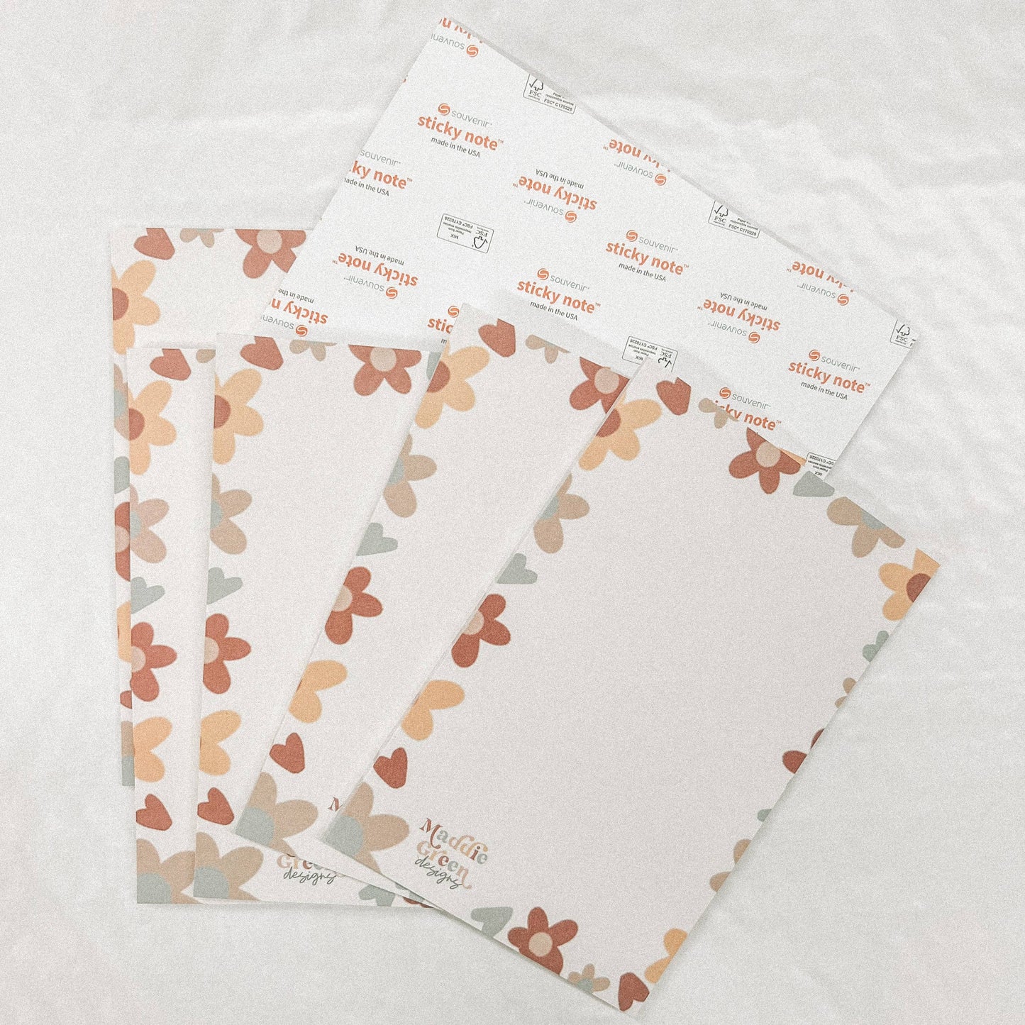 4x6 Heart Floral Sticky Notepads