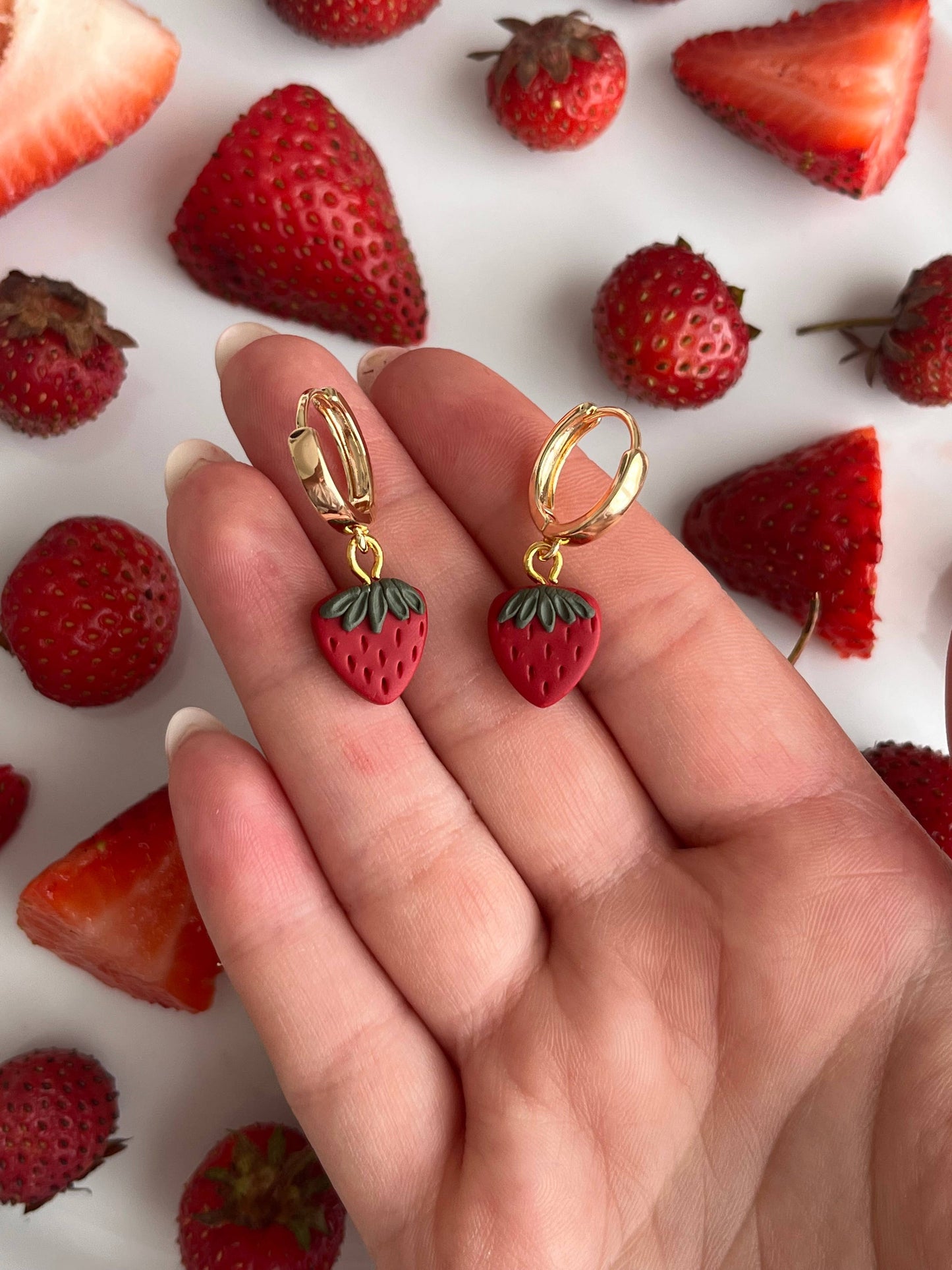 Strawberry Huggie Hoops Earrings