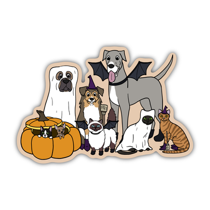 Pets In Costumes Halloween Animals Sticker