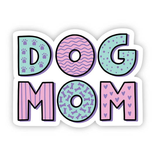 Dog Mom Green and Pink Sticker