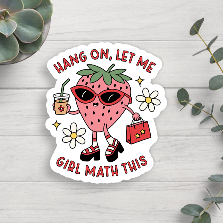 Girl Math Strawberry Vinyl Sticker