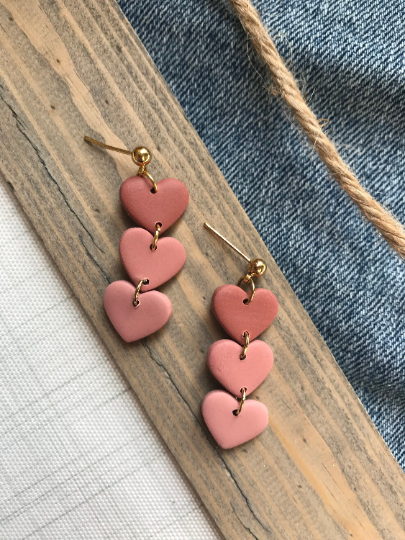 Pink Ombre Heart Dangles