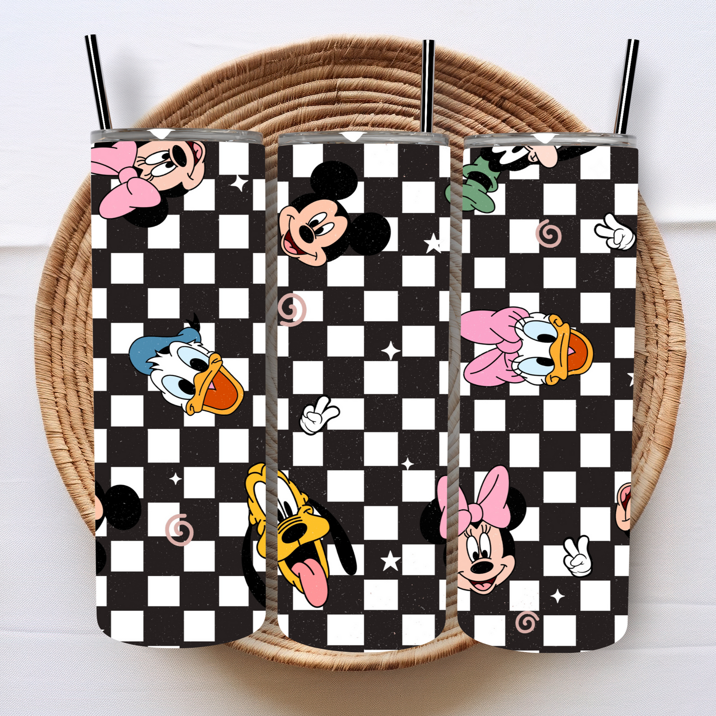 Checkered Mouse & Friends 20 oz Tumbler PNG File