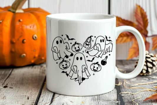 Spooky Ghost Heart Mug