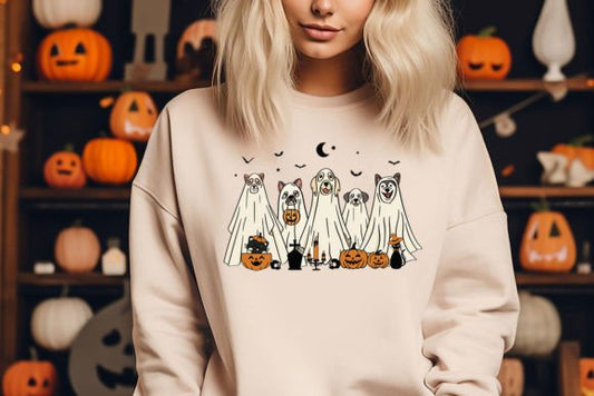 Ghost Dogs Halloween Crewneck & Tee