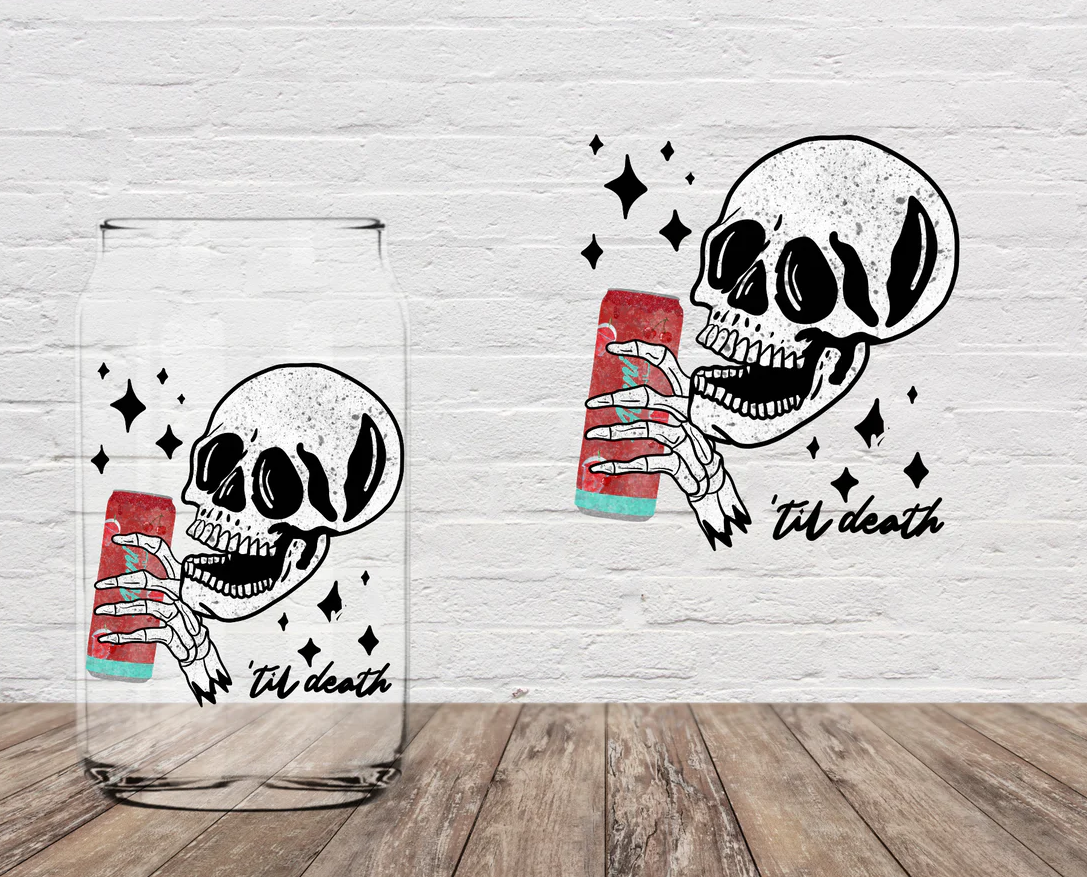 Skeleton Energy Drink 16oz Glass Can Cup