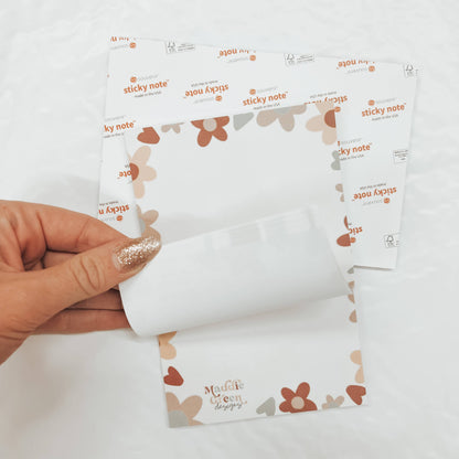 4x6 Heart Floral Sticky Notepads