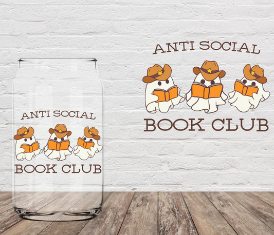 Anti Social Book Club 16oz Glass Can Cup