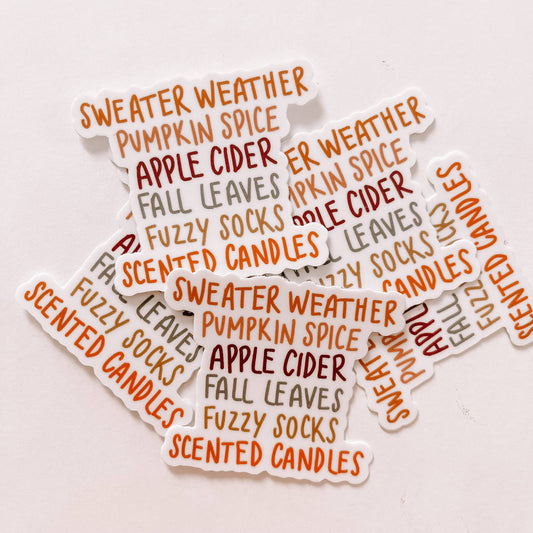 MINI Sweater Weather Fall Words Vinyl Stickers