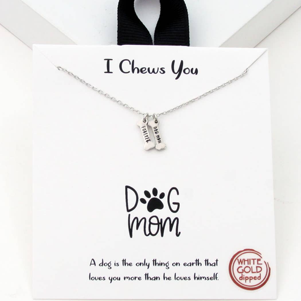 Silver Bone Shape Dog Mom Necklace