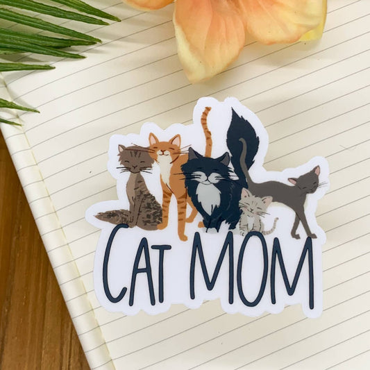 Cat Mom, Clear, Vinyl Sticker, 3x3 in