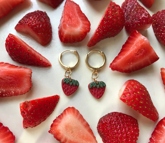 Strawberry Huggie Hoops Earrings