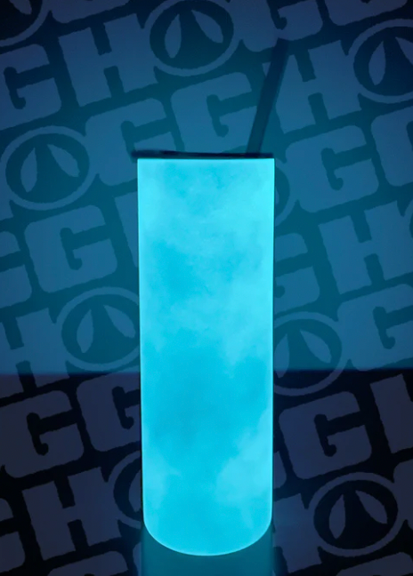 Alien Cartoon Blue Glow in the Dark Tumbler