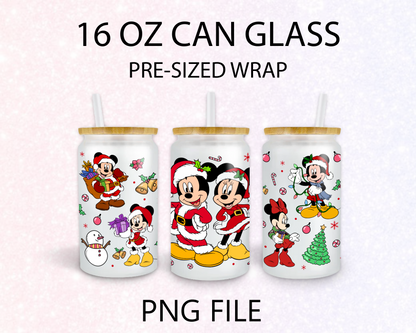 Christmas Mouse glass can wrap PNG file