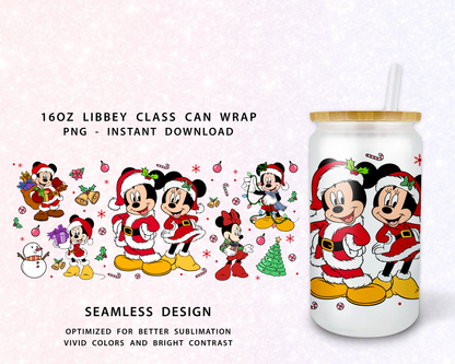 Christmas Mouse glass can wrap PNG file